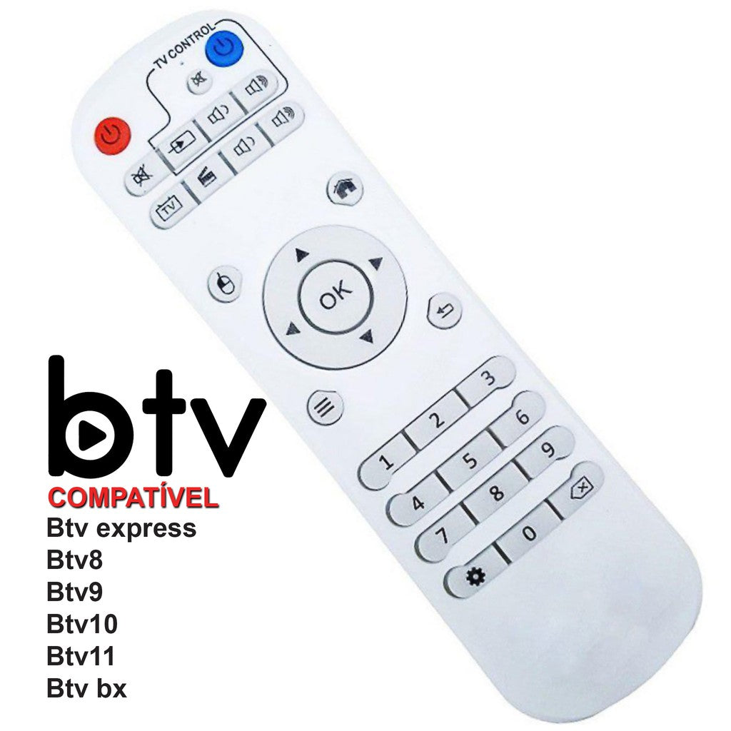 Controle Remoto Compatível 9035 Branco – Para Receptor BTV 8/9/10/11 / BTV Express / Red Lite