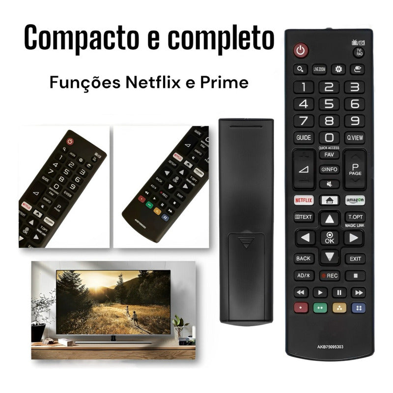 Controle Remoto Universal Para TV LG Smart 4K – Teclas Netflix & Prime Video