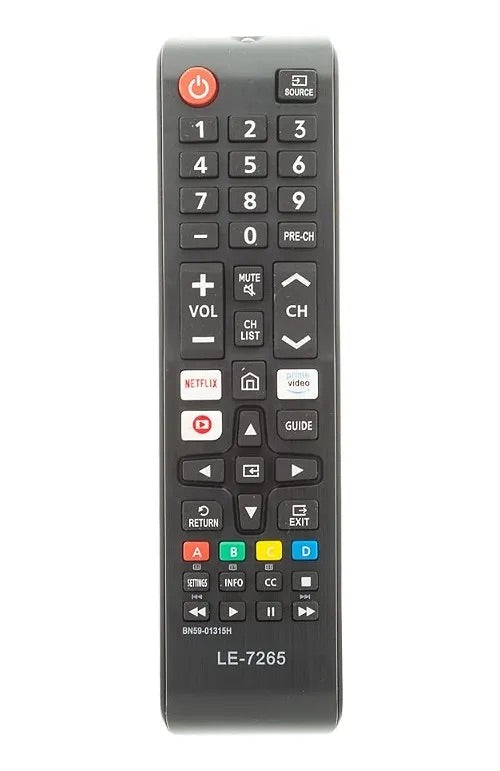 Controle Remoto Compatível Para Smart TV Samsung 4K LE7265 – Teclas Netflix e Prime Video