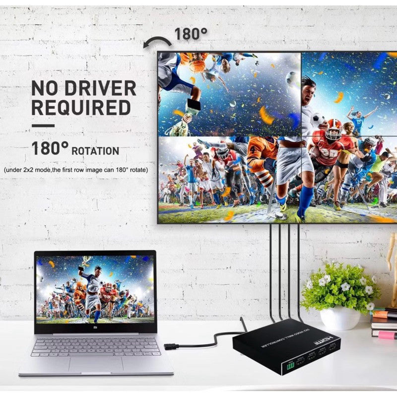 Controlador de Vídeo para Múltiplas Telas 2x2 HDMI 4K - Uso Profissional