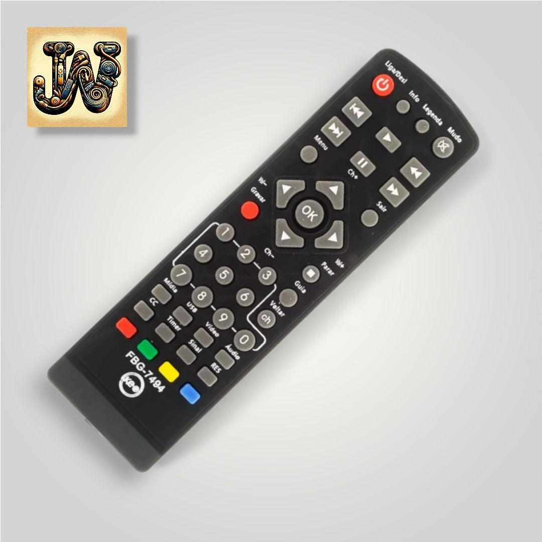 Controle Remoto FBG-7494 Compatível Conversor Keo Digital K900 K-900 – Substituto Completo, Alta Precisão e Uso Imediato