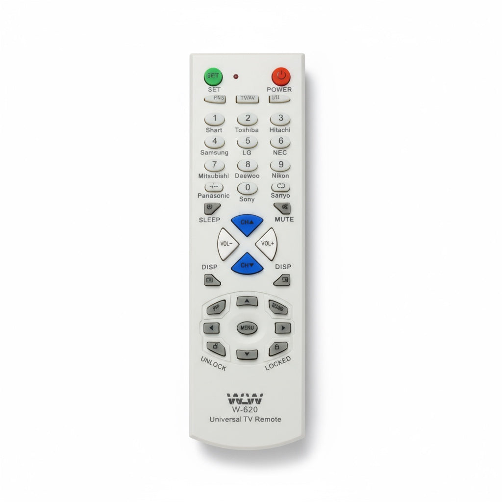 Controle Remoto Universal WLW-620 para TV de Tubo – Compatível com Diversas Marcas Antigas (Philips, LG, Semp Toshiba, Panasonic, AOC, CCE) – Pronto para Uso, Não Requer Programação
