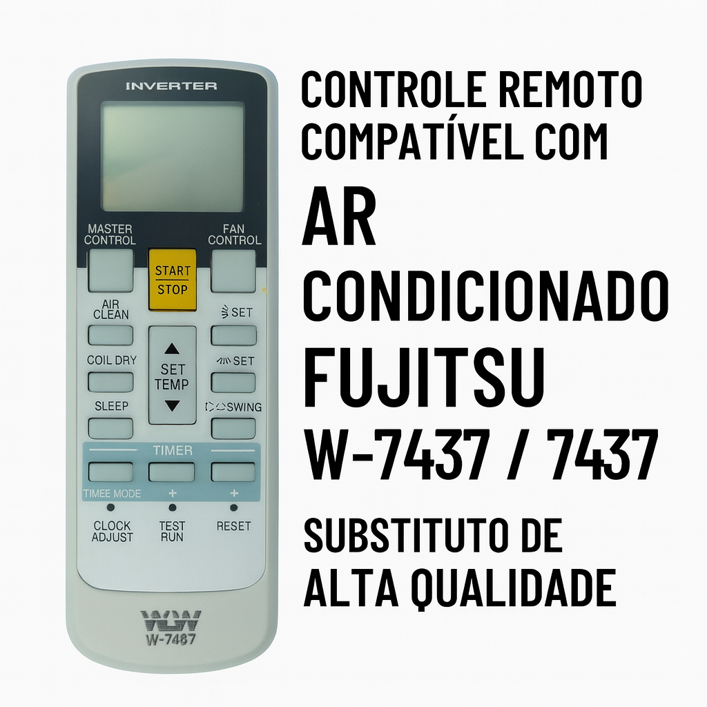 Controle Remoto Compatível com Ar Condicionado Fujitsu W-7437 / 7437 – Substituto de Alta Qualidade