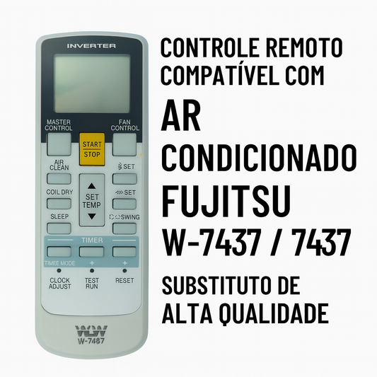 Controle Remoto Compatível com Ar Condicionado Fujitsu W-7437 / 7437 – Substituto de Alta Qualidade