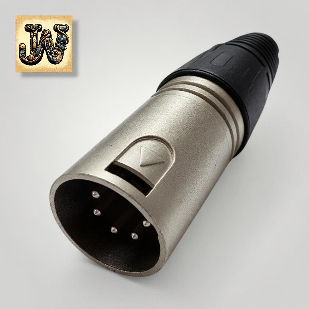 Conector XLR Macho 5 Pinos WLW – Conector de Áudio Profissional Metálico, Ideal para Cabos DMX e Equipamentos de Som e Iluminação