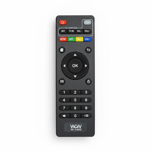 Controle Remoto Universal para TV Box 7490 – Compatível com Diversos Modelos Android – Design Moderno, Botões Rápidos e Alta Precisão – Substituto Ideal para Controles Originais Perdidos ou Danificados