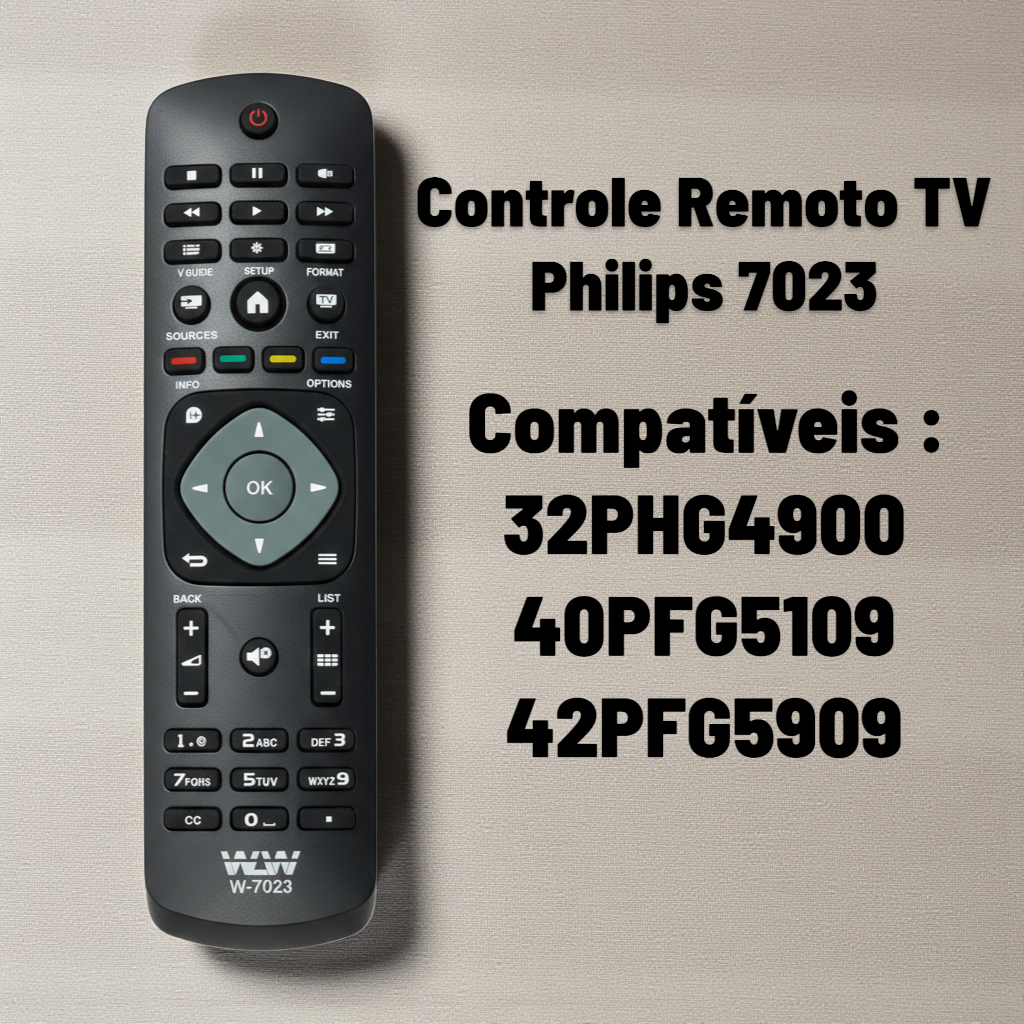 Controle Remoto TV Philips 7023 – Compatível e Pronto para Uso