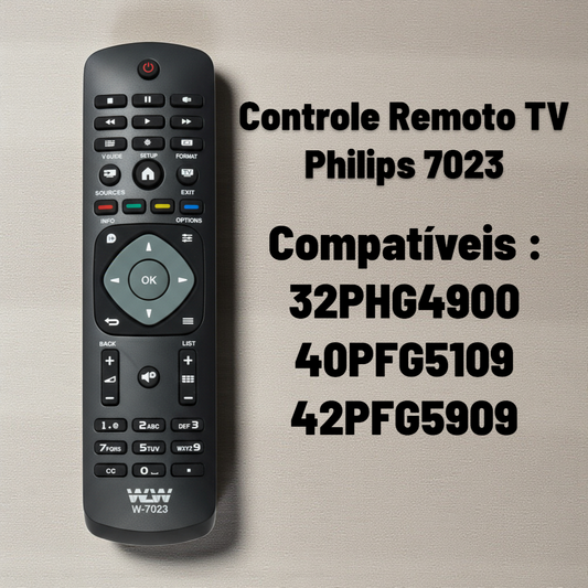 Controle Remoto TV Philips 7023 – Compatível e Pronto para Uso