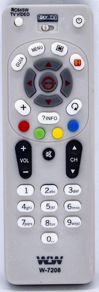 Controle Remoto WLW-7208 Compatível com SKY RC645W / 026-6428 / C01238 / SKY-7407