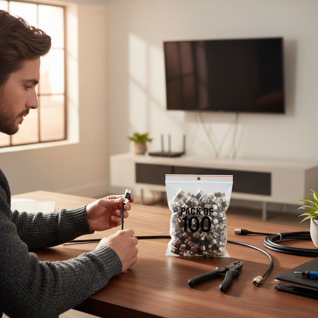 Conector de Compressão RG59 – Kit 100 Unidades