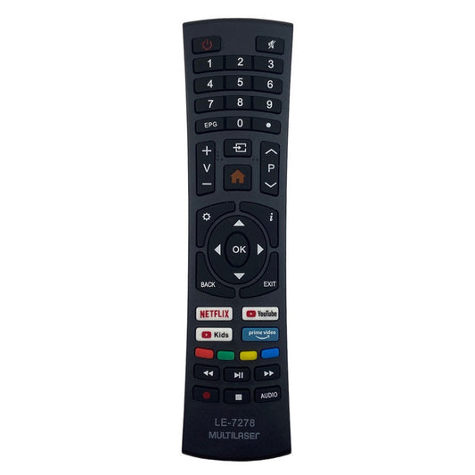 Controle Remoto LE-7278 Compatível com Smart TV Multilaser – Modelos TL025, TL026, TL027, TL032, TL039 – Substituto para TVs 50 e 55 Polegadas