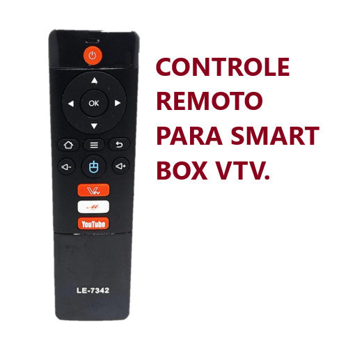 Controle Remoto Compatível com Smart TV Box VTV 1St Gen – Substituto de Alta Qualidade, Fácil de Usar, Teclas Macias e Sinal IR Estável