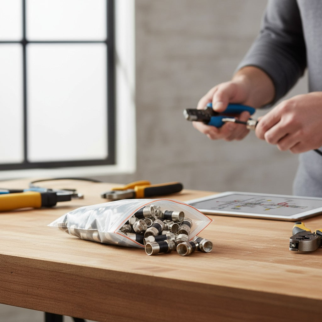 Conector de Compressão RG59 – Kit 100 Unidades