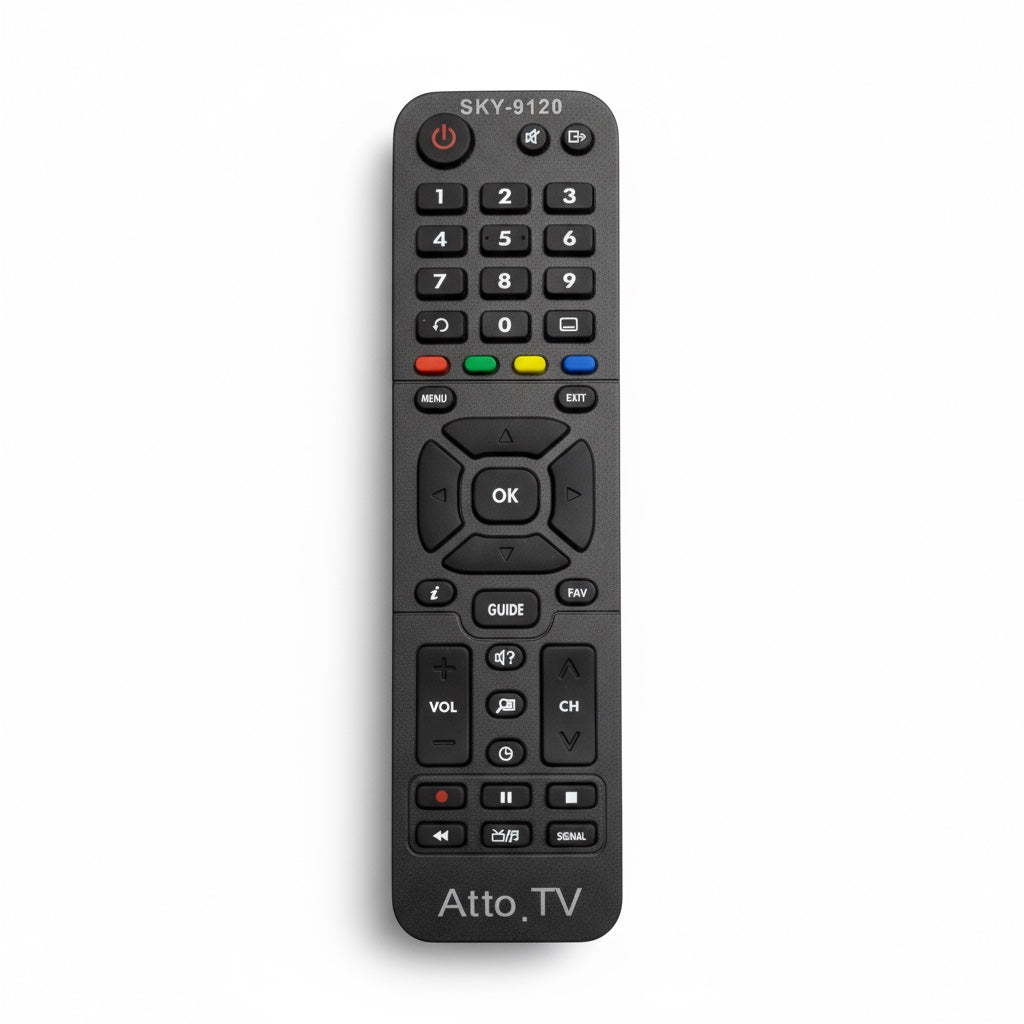 Controle Remoto WLW-9120 Compatível com Receptores ATTO TV – Modelos FBG9120, LE-7137 e SKY9120 – Substituto de Alta Qualidade, Fácil de Usar e com Sinal IR Estável
