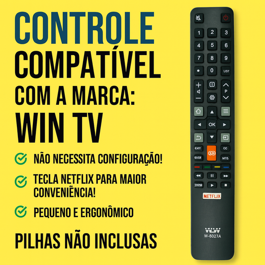 Controle Remoto Compatível Para Smart TV TCL LE7811 7028 – Teclas Netflix e YouTube