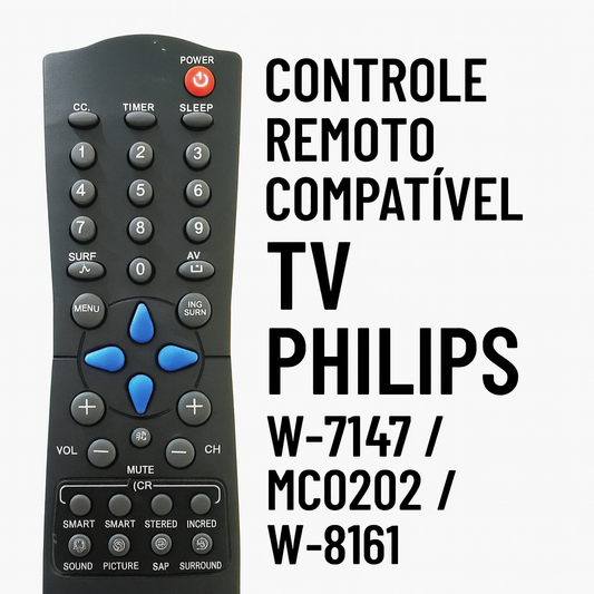 Controle Remoto Tv Philips W-7147 / MC0202 / W-8161 Compatível