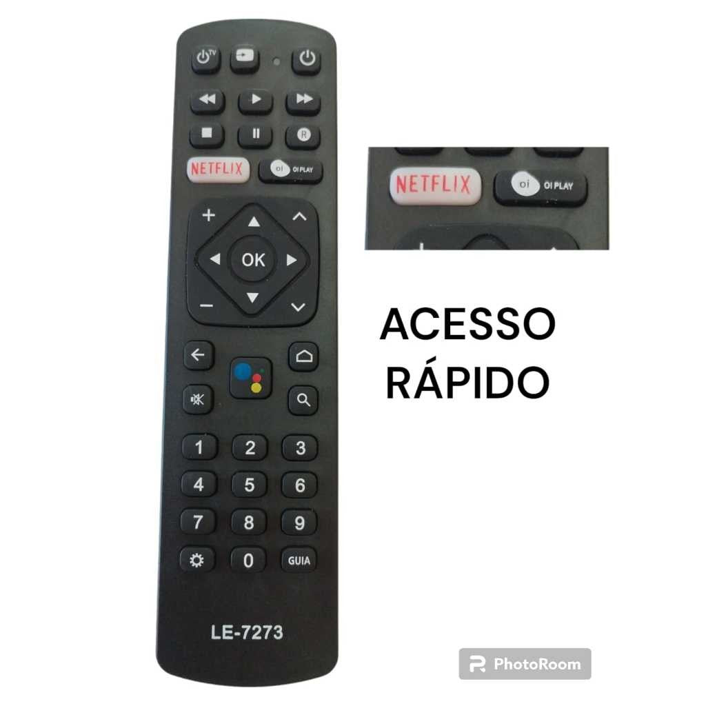 Controle Remoto Compatível Elsys Oi com Tecla Netflix – Substitui RC3593701 e RC3593701BR para Receptores e TVs Oi TV