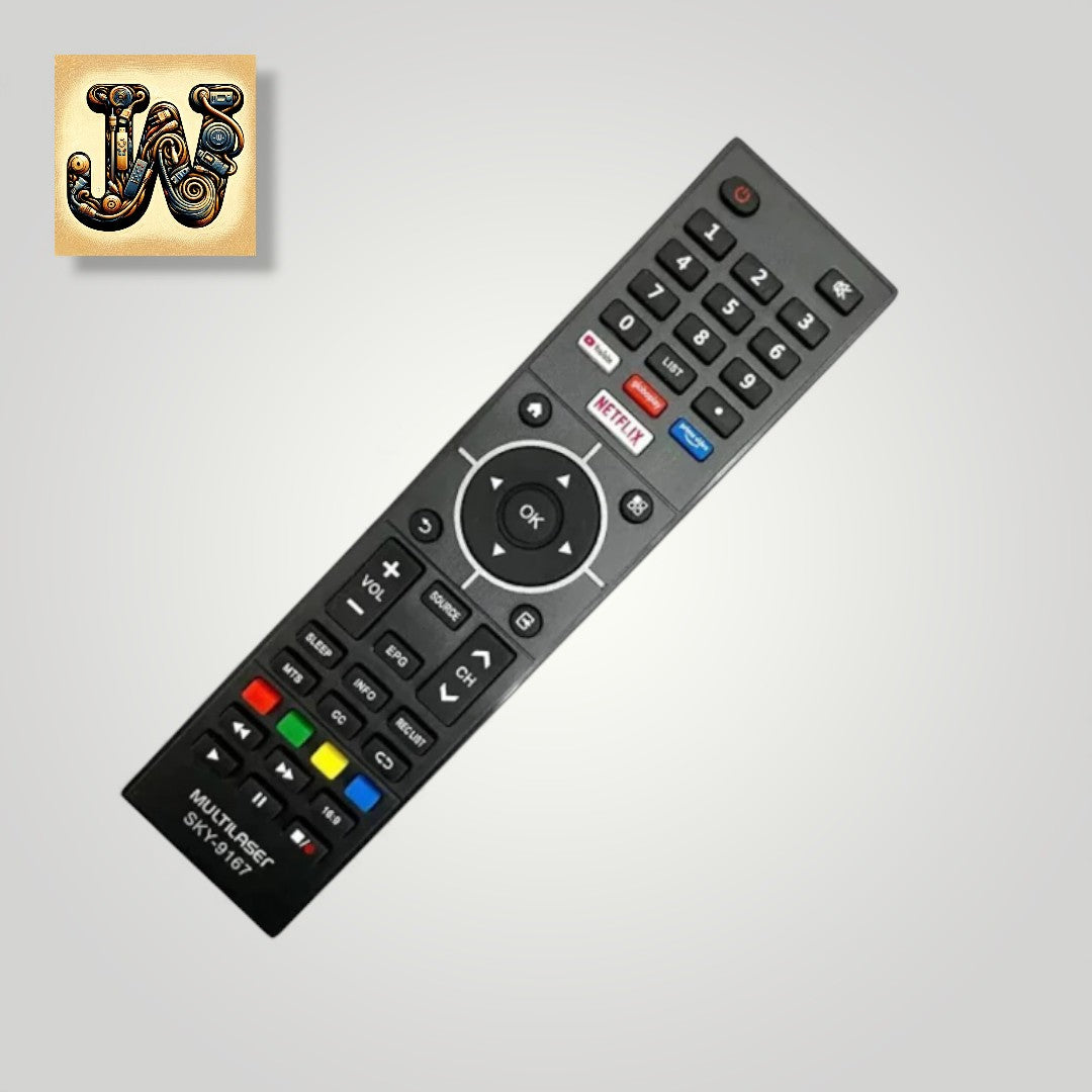 Controle Remoto WLW-7277 Compatível com Multilaser Smart TV TL030 TL031 TL035 TL036 – Substituto Similar SKY-9167 Pronto para Uso