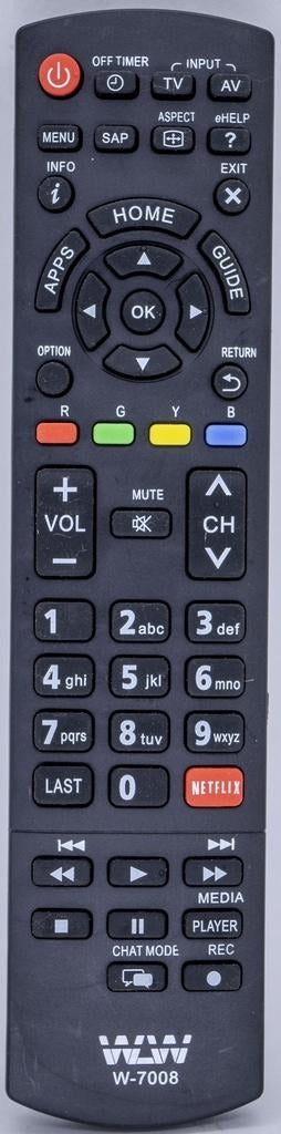 Controle Remoto WLW-7008 Compatível com TV Panasonic – Substitui Modelos TC32, TC50, TCL32, TCP50, TNQ2B4903, AS600B, AS610B com Funções Completas
