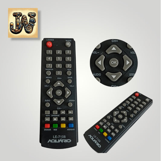 Controle Remoto WLW-7108 Compatível com Conversor Digital Aquário DTV-4000, SKY-8087, Greatek USB – Substituto Equivalente FBG-8087