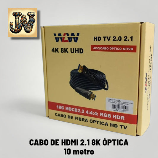 Cabo Compatível com HDMI 10 Metros Fibra 2.1 8k Optica Ultra Hd