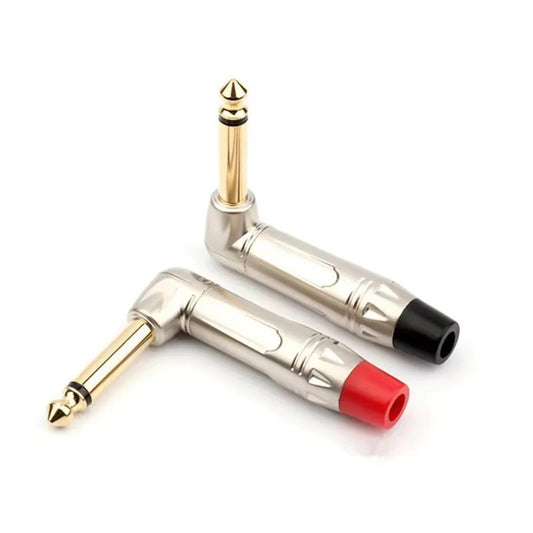 Plug P10 Mono Angular 90° 6,35mm Macho – Conector Áudio para Guitarra, Mixer, Microfone, DIY