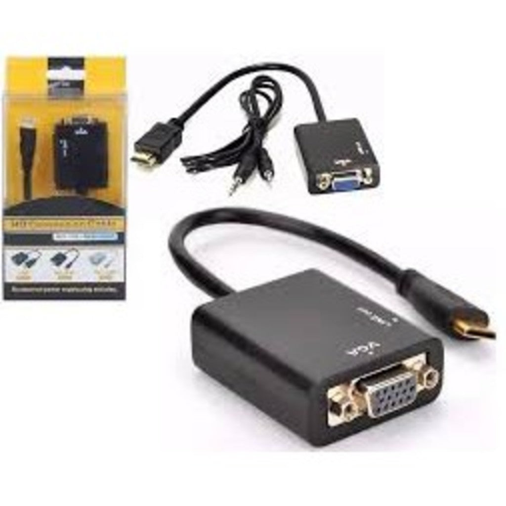 Conversor HDMI para VGA com Áudio P2 – Adaptador de Vídeo Full HD para Monitor, Projetor, TV